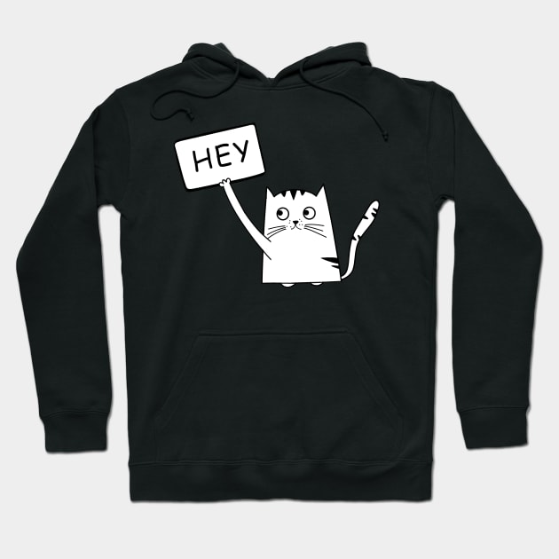 Cat says Hey, Funny Sneaky Cat, Sneaky Black Cat, Cat spying Hoodie by Freeman Thompson Weiner